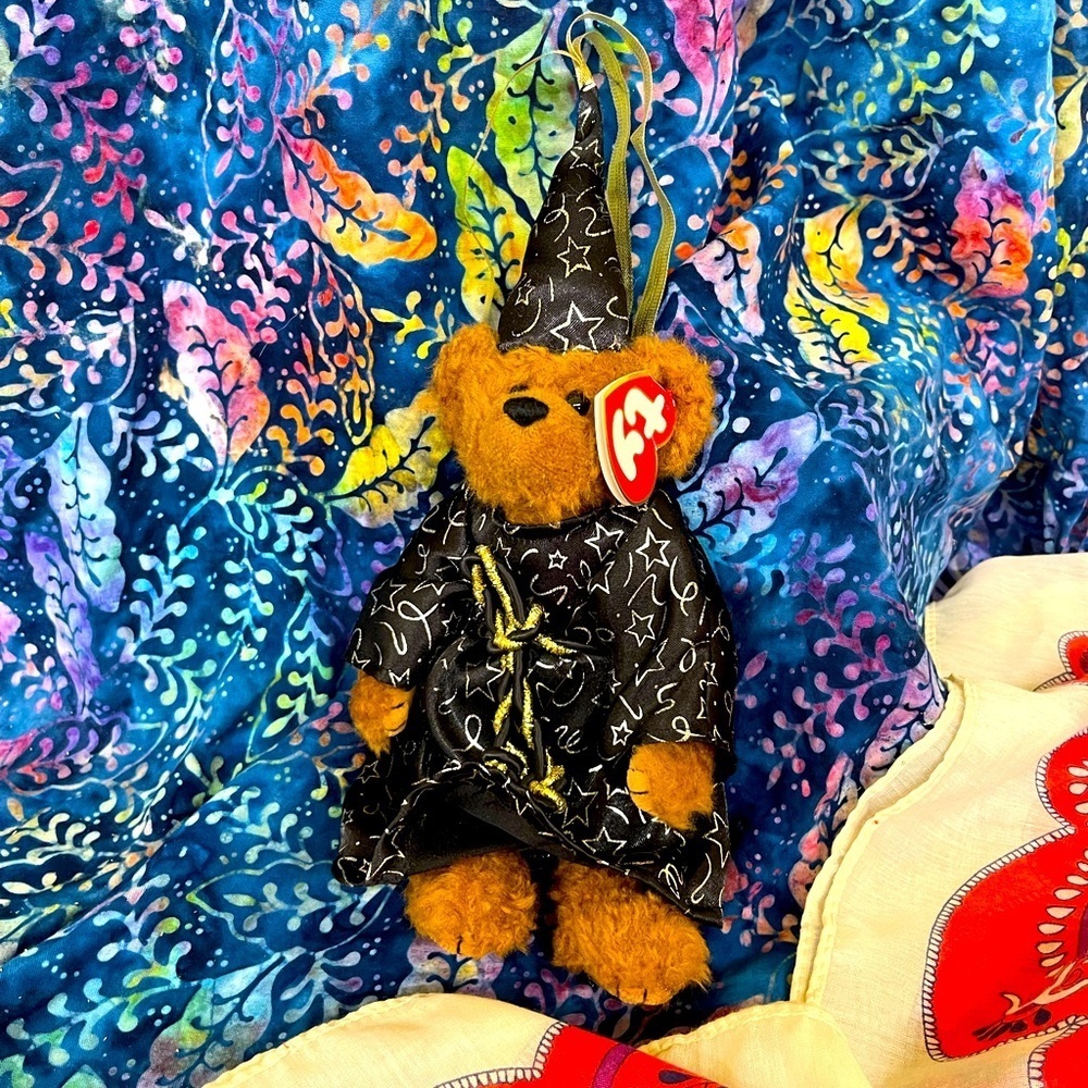 Vintage Y2K Ty “Merwyn” Wizard Poseable Teddy Bear